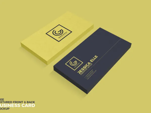 Textured Business Cards Stack Mockup with Front and Back Views 1