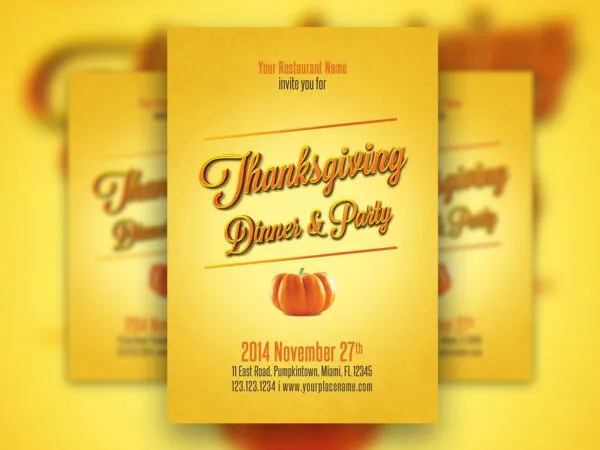 Thanksgiving Dinner Party Invitation Flyer Template 1