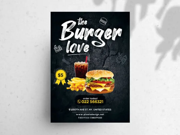 The Burger and Fast Food Restaurant Flyer Template 1