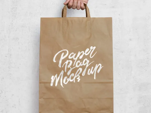 The Mockup of a Brown Paper Bag with Handles 1