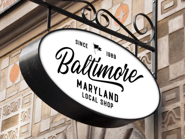 Thick Sign Mockup in Perspective View 1