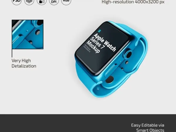 Three Apple Watch Series 7 Mockup from Three Different Views 1