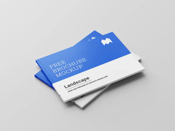 Three Blue Brochures Mockup on Top of Each Other 1