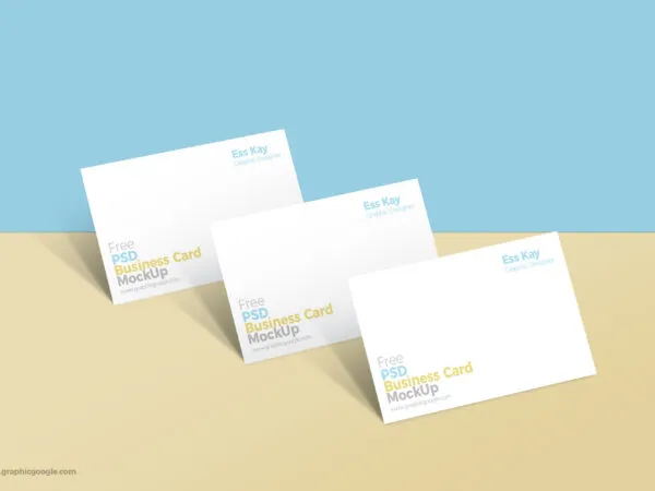 Three Business Cards in a Row Mockup 1