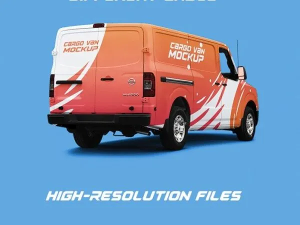 Three Cargo Van Mockups Featuring Back Front and Side Views 1