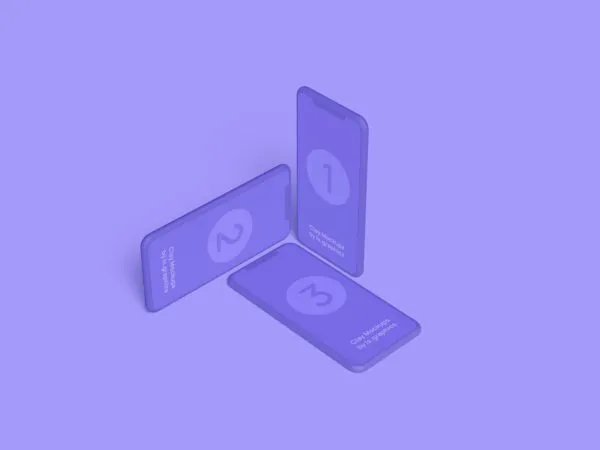 Three Clay iPhones Modeling Front Screen Mockup 1