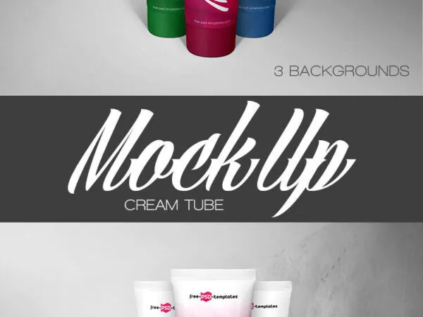 Three Cream Tubes in the Front View Mockup 1