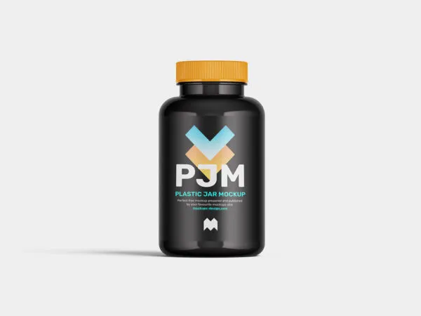 Three Different Angles of a Plastic Jar Mockups 1
