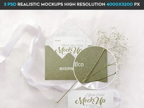 Three Different Wedding Invitation Card Mockups 1