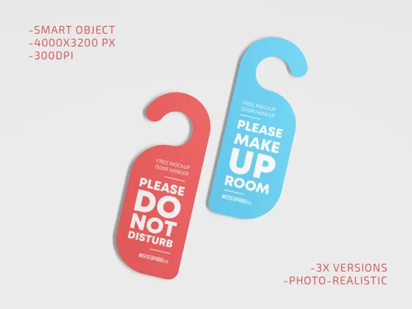 Three Door Hanger on Plain Background Mockups 1