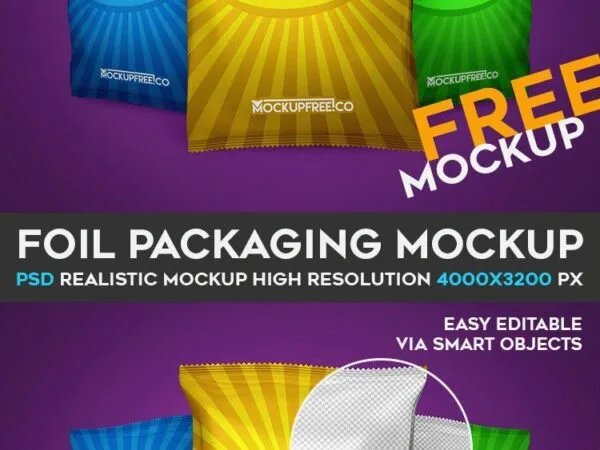 Three Foil Packaging in One Scene Mockup 1