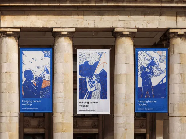Three Hanging Banners Mockup 1