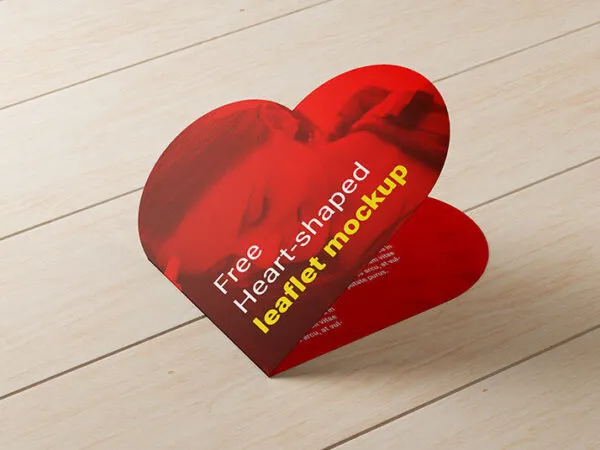 Three Heart Shaped Bi Fold Leaflet Mockups 1