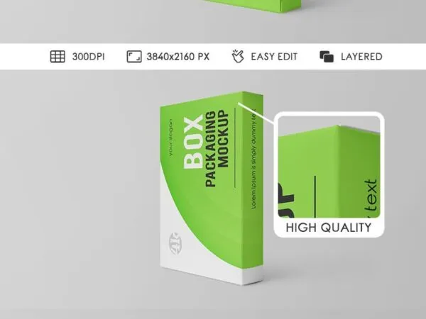 Three Horizontal Box Packaging Mockups from Different Angles 1