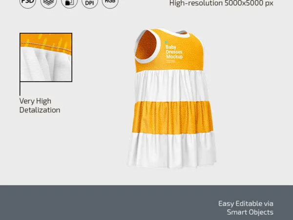 Three Isolated Baby Dresses from Every Angle Mockup 1