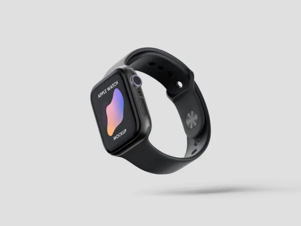 Three Isolated Plastic Waistband Apple Watch Mockups 1