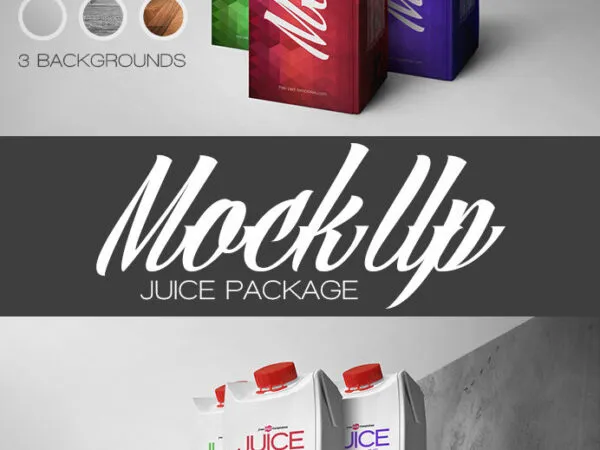 Three Juice Cartons Standing in Half Side View Mockup 1