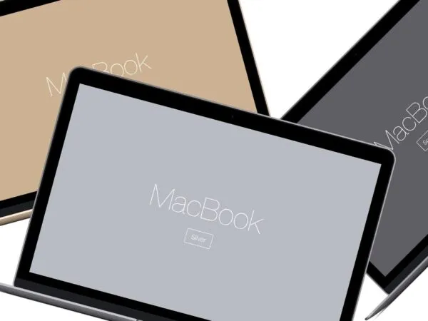 Three MacBook Mockup in Silver and Golden 1
