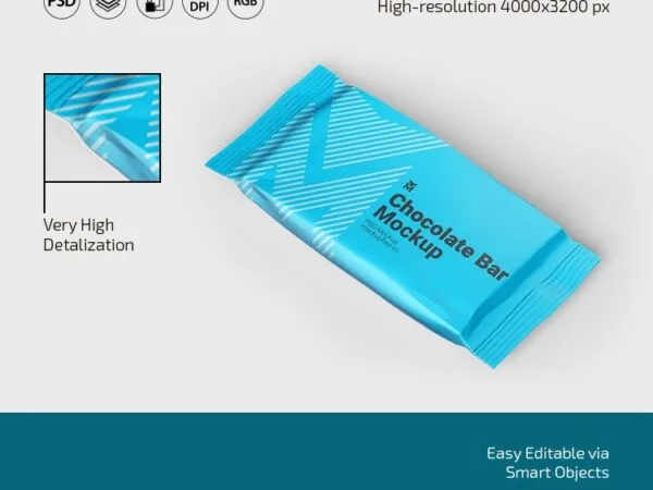 Three Mini Chocolate Bar Mockups in Different Angles 1