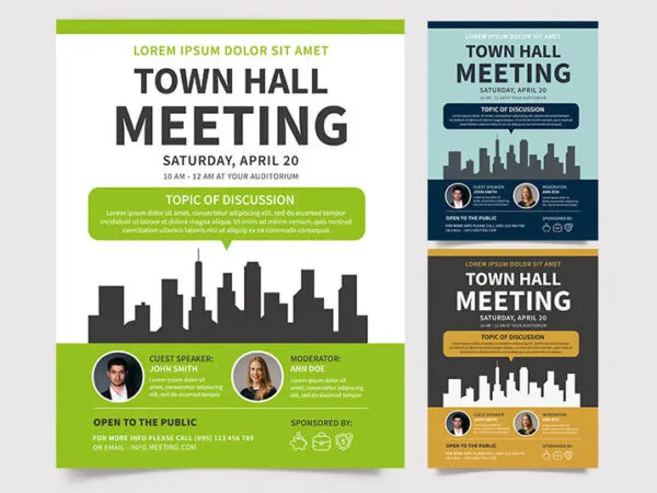 Three Minimal Flat Meeting Flyer Templates 1