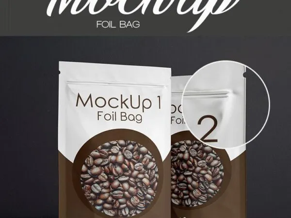 Three Mockups Featuring Foil Coffee Pouch 1