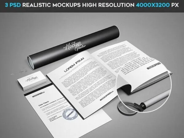Three Mockups Featuring Stationery Scenes from Different Views 1