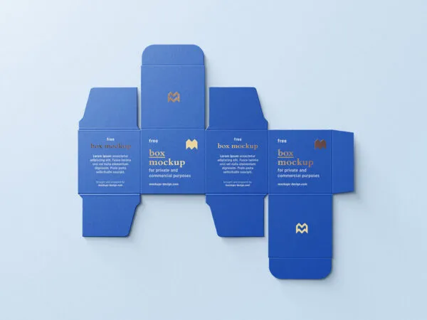 Three Mockups Featuring a Square Unfolded Box from Different Views 1
