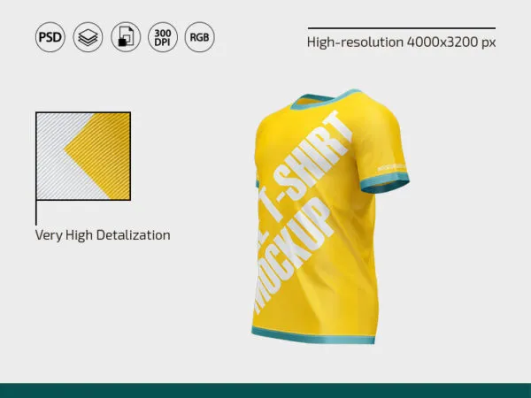 Three Mockups Showing Back Front and Perspective View of T shirt 1