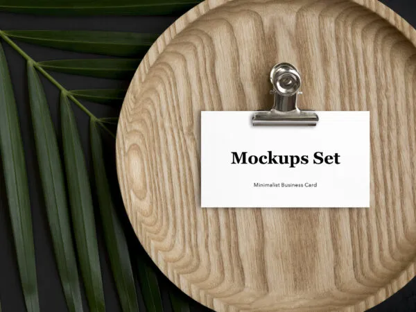 Three Mockups Showing Business Card in Different Overhead View Scenes 1