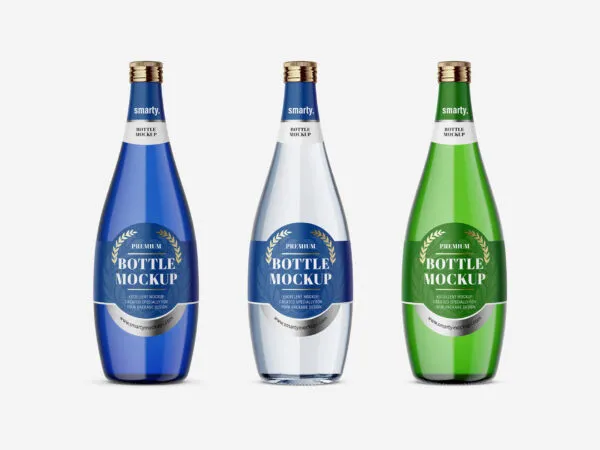 Three Mockups Showing Front View of Standing Glass Bottles 1
