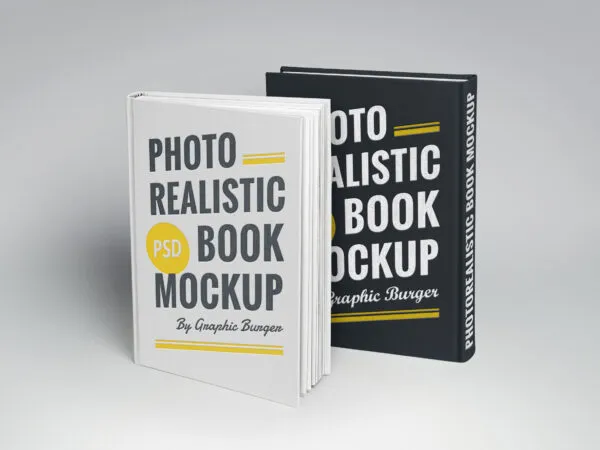 Three Mockups Showing Hardcover Books Front Back Cover and Spine 1