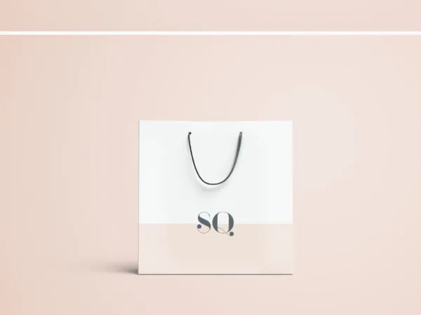 Three Mockups Showing Square Shopping Bag from Different Point of Views 1