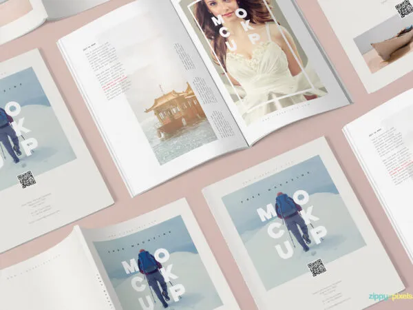 Three Mockups Showing US Letter Size Magazines Inner Pages and Covers 1