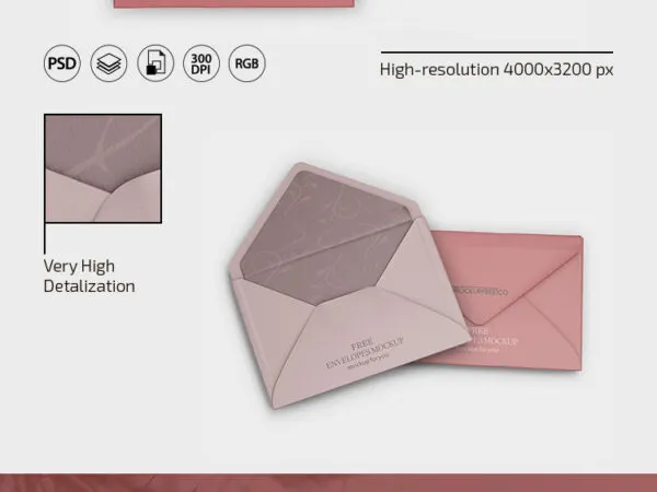 Three Mockups of Gorgeous Envelopes from Different Views 1