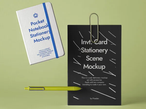 Three Piece Stationery Scene Mockup 1