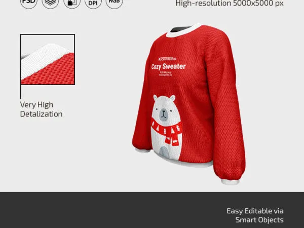 Three Puffy Sweater Mockups from Different Sides 1
