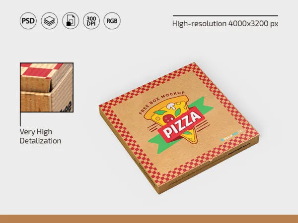 Three Realistic Cardboard Pizza Box Mockups 1