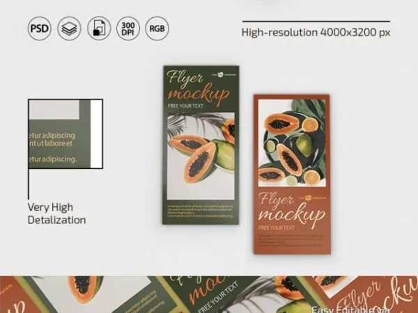 Three Realistic Flyer Mockups from Different Angles 1
