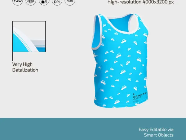 Three Realistic Kids Tank Top Mockup 1