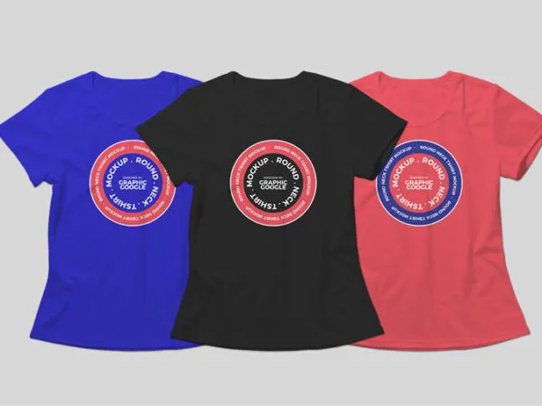 Three Round Neck T shirts Mockup 1