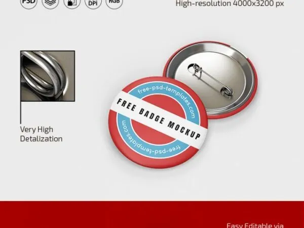 Three Round Pin button Badge Mockups 1