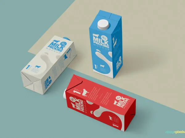 Three Screw Cap Milk Cartons Mockup 1