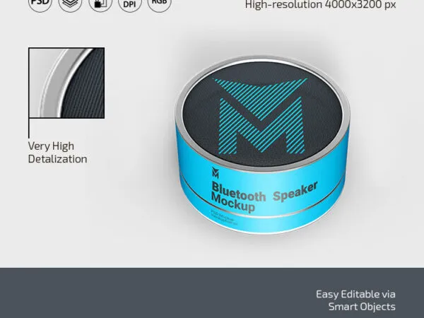 Three Small Round Bluetooth Speaker Mockups 1
