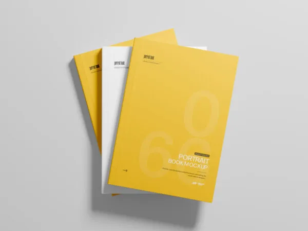 Three Softcover Book Mockup from Top View 1