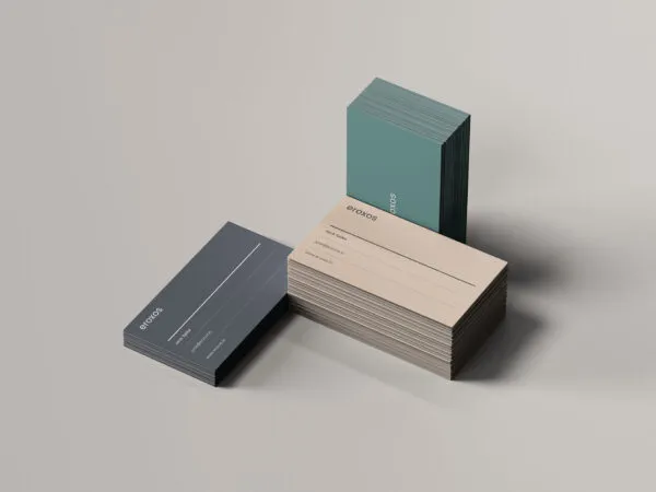 Three Stacks of Business Cards with Different Colors Mockup 1