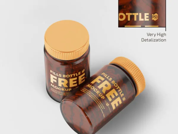 Three Transparent Pill Bottle Mockups 1