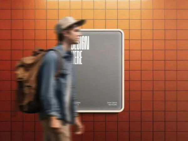 Tile Wall Lightbox Poster Mockup 1