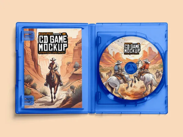 Top Angle of Open Game CD Box Mockup 1