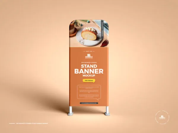 Top Rounded Corner Stand Banner Mockup 1