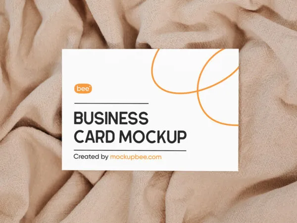 Top Shot of Business Card Mockup on Blanket 1